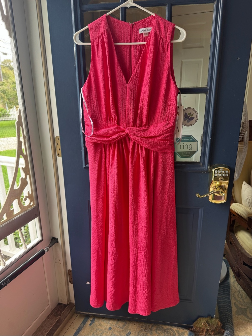 Calvin Klein Fuchsia Midi Dress with Front Twist
